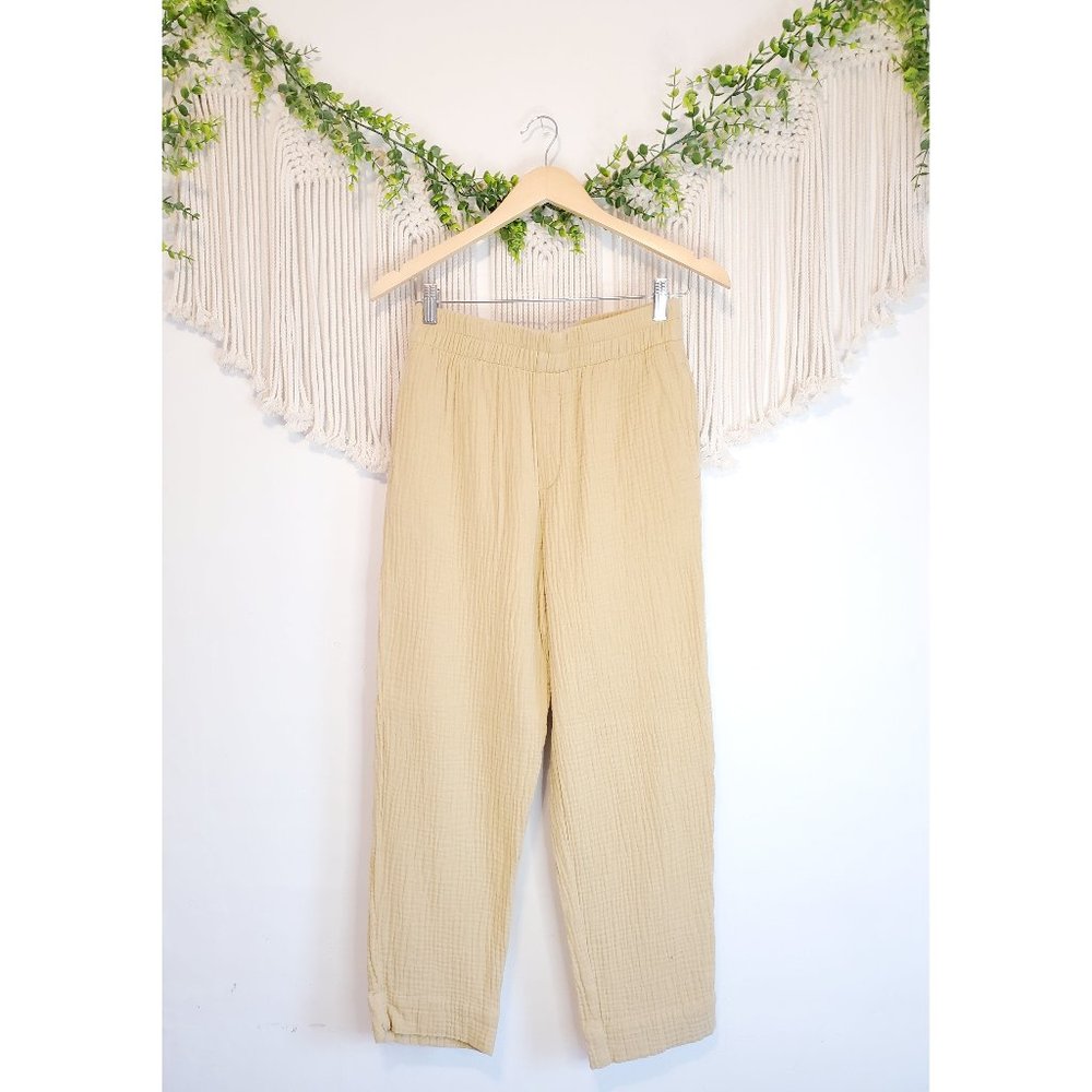 Madewell Camel Lightspun Tapered Huston Pull On Straight Gauze Crop Pants XS - Picture 1 of 7